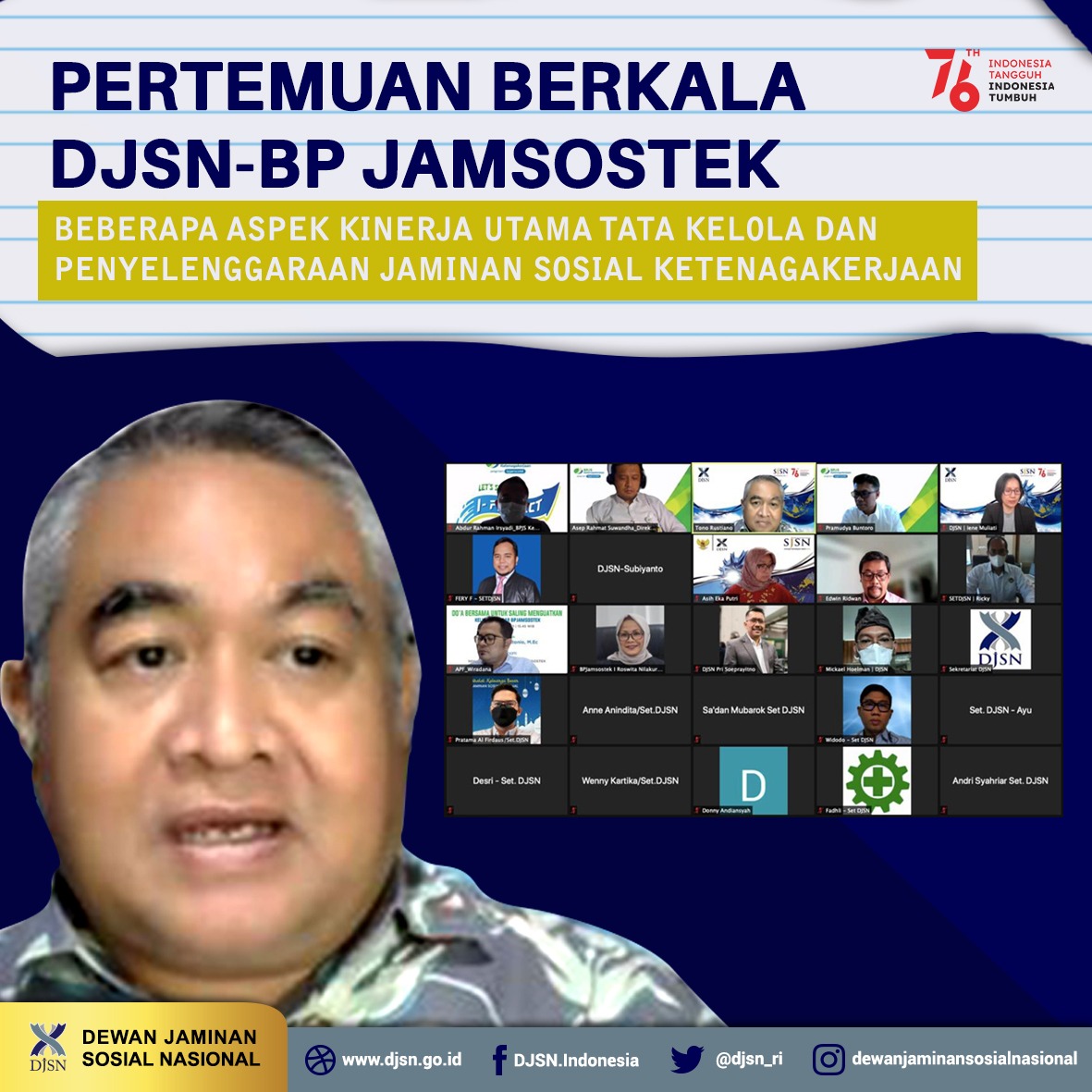 Pertemuan Berkala Pengawasan DJSN: Direktur Utama dan Jajaran Direksi BP Jamsostek hadir dan Laporkan Beberapa Aspek Kinerja Utama Tata Kelola dan Penyelenggaraan Jaminan Sosial Ketenagakerjaan